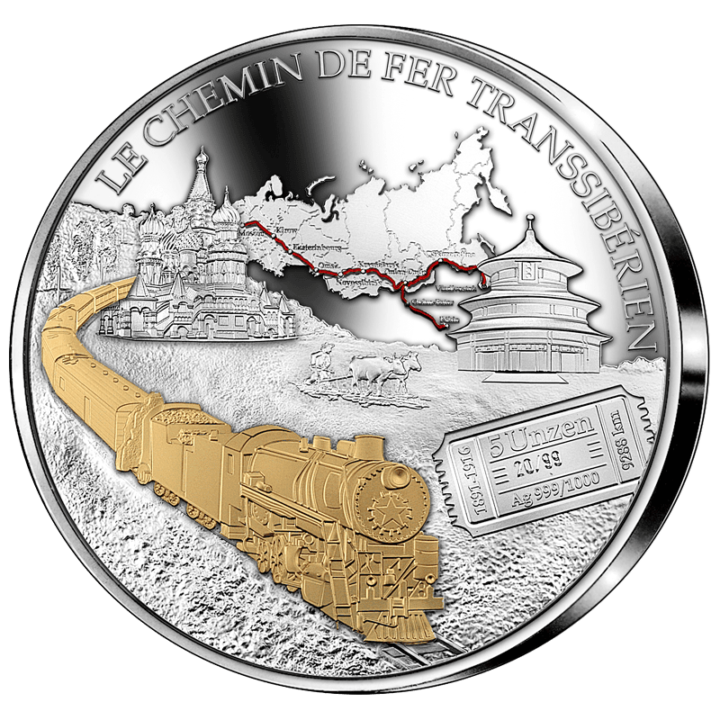 Feinsilber-Gedenkmünze Transsibirische Eisenbahn