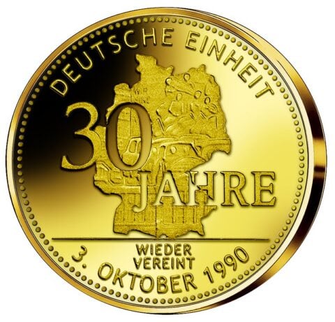 Gold-Gedenkprägung 30 Jahre Wiedervereinigung