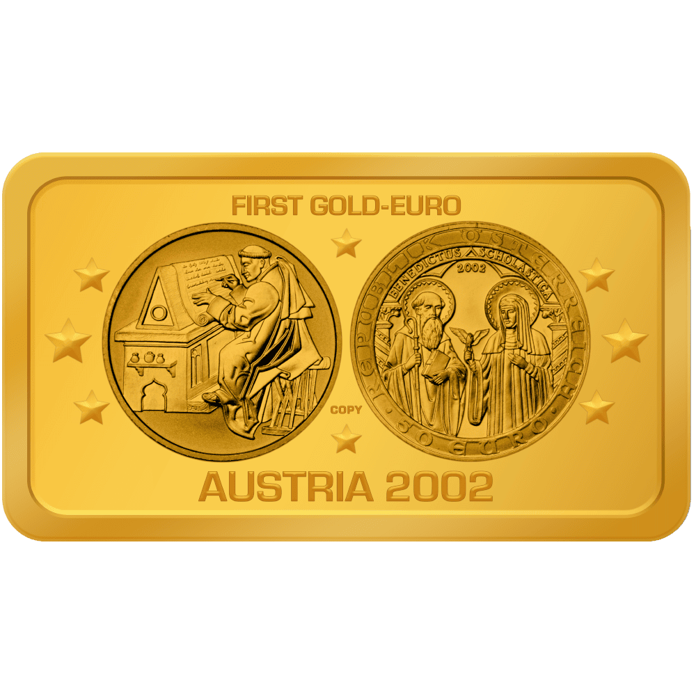 Goldbarren-Münze "Erste Österreich Gold-Euromünze 2002"
